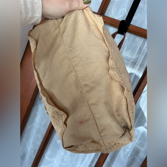 Free People Carmel Tan Lace Tote Bag Purse Boho Cottagecore Lagenlook - Picture 6 of 16